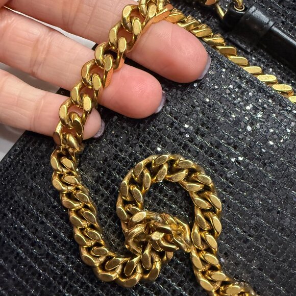 Authentic Saint Laurent (YSL) Rare Glitter Chain Crossbody & Clutch Bag - Picture 5 of 13
